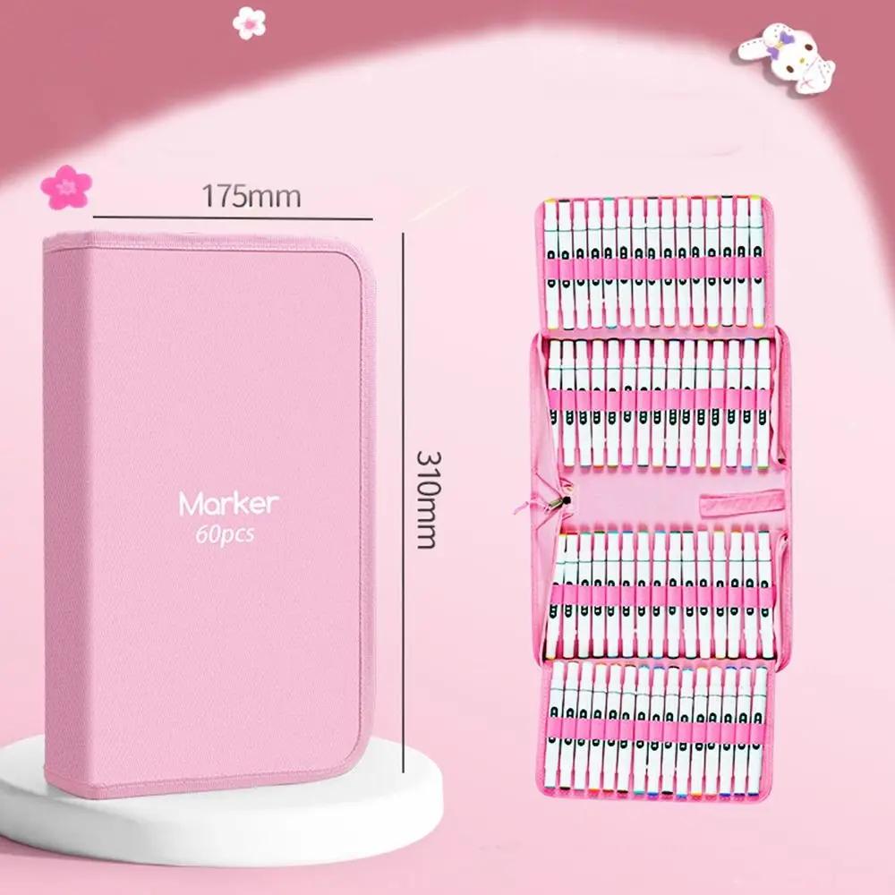 

Cartoon Large Capacity Art Marker Pen Storage Bag Zipper Pencil Bag Marker Pen Pouch Folding Marker Pen Organizer Artist