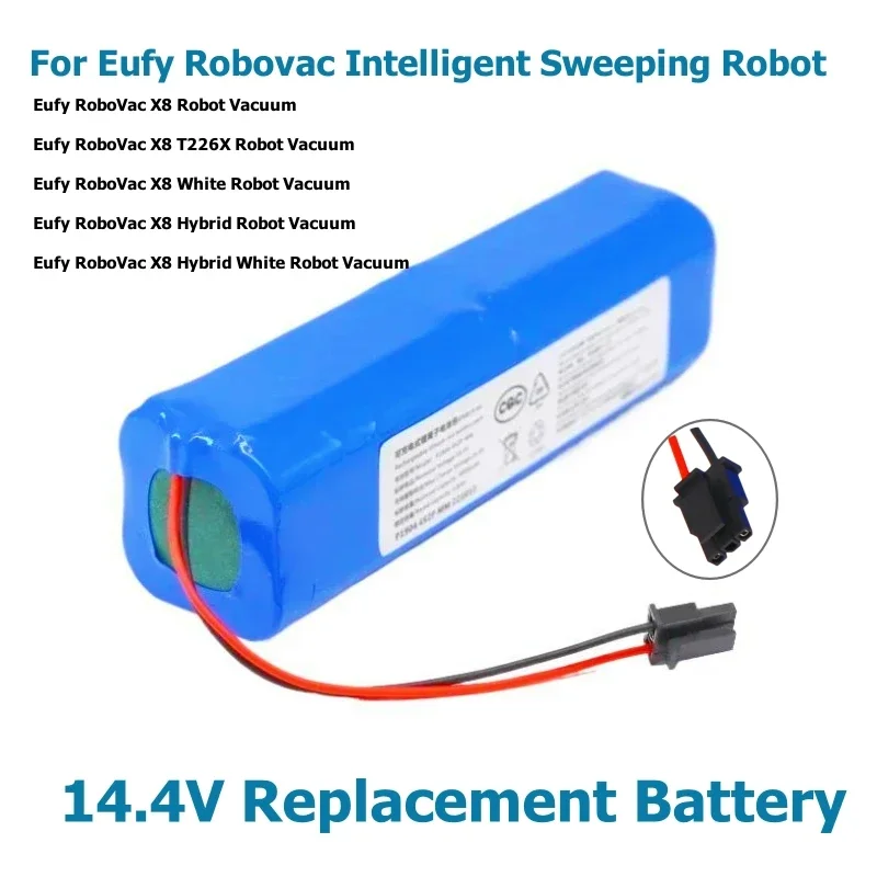 14.4V 6800mAh  for Eufy Robovac Intelligent Sweeping Robot X8 Hybrid  X8 T226X Vacuum Cleaner 18650 Replacement Batteries