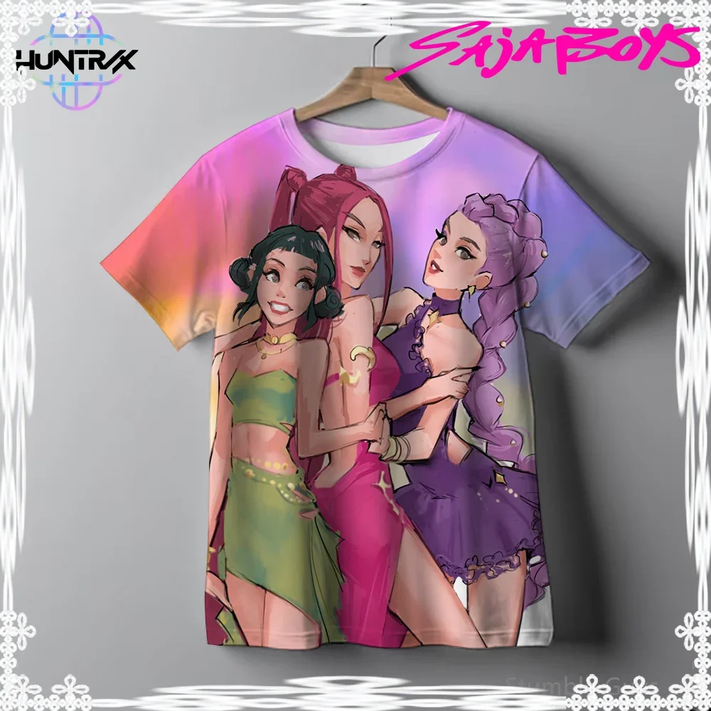 

Kpop Demon Hunters Boys Girls Kids 3D Cartton Short Sleeve Casual Fashion Summer T-Shirt Anime Clothes