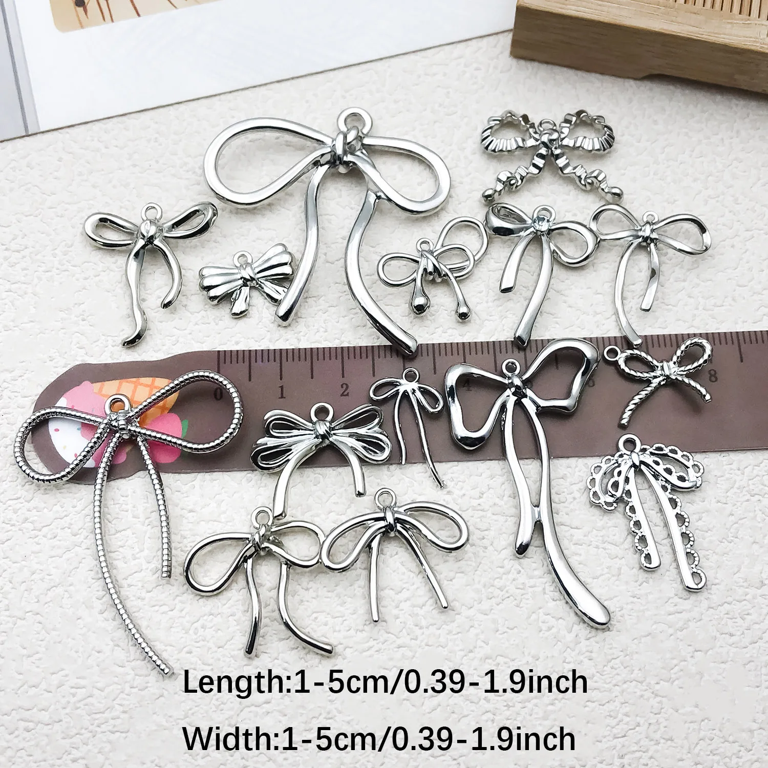 Pink Enameled Alloy Bow Charms, Sweet Dainty Pendants for DIY Necklace, Earrings & Keychain Jewelry. view 3