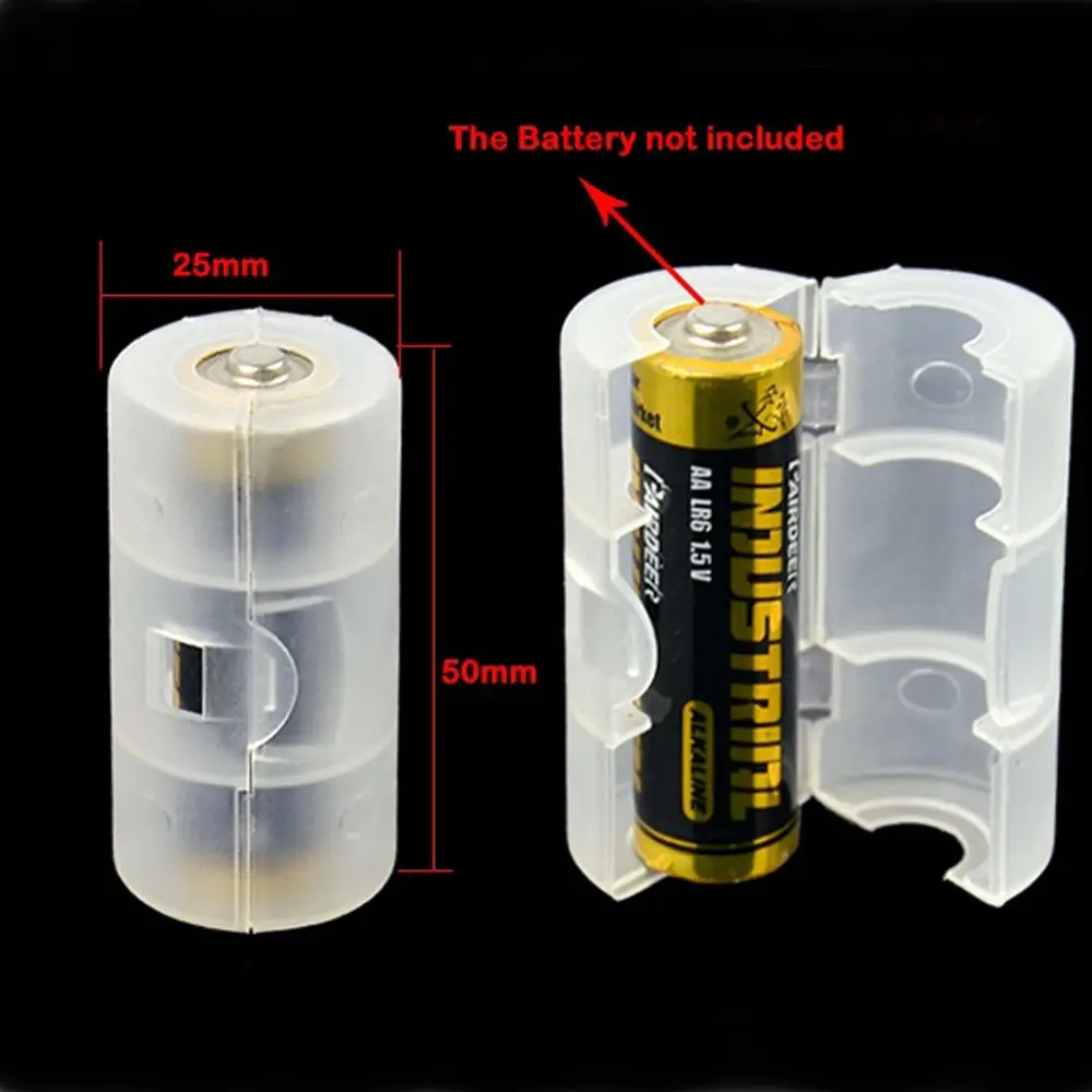 Transparent AA To C Size Batteries Holder Battery Switcher Battery Conversion Box Battery Converter Battery Adapter Case