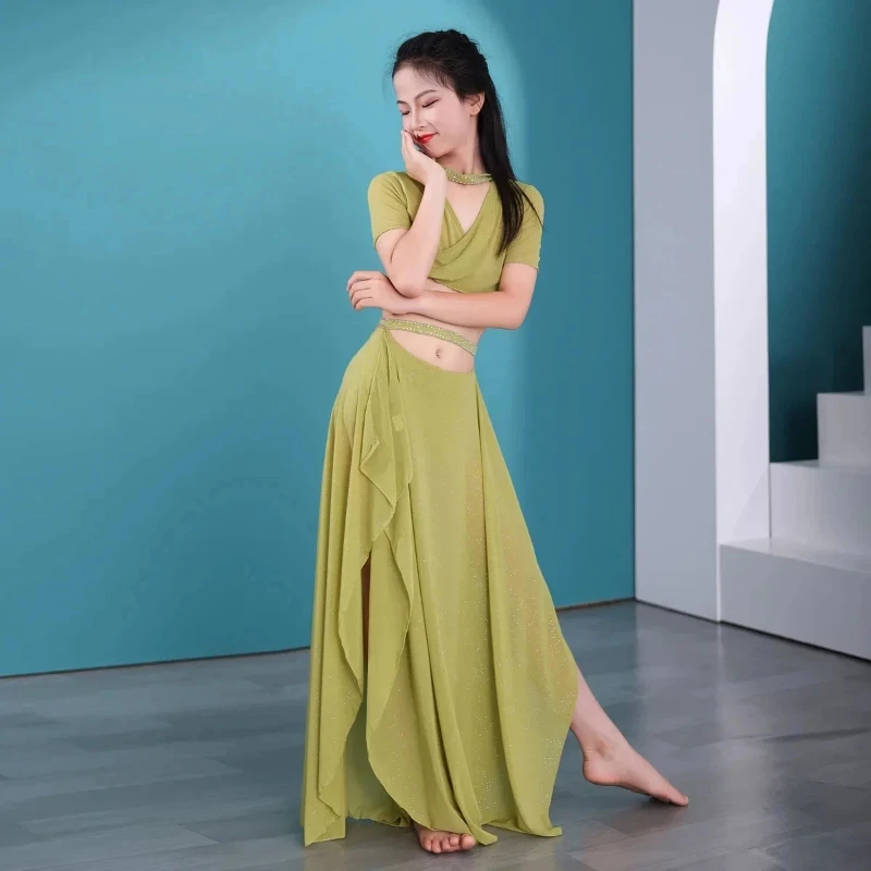 

Belly Dance Costume Girl Dance Shirt Water Gauze Long Skirt Practice Clothes Tops Professional Performance Clothing