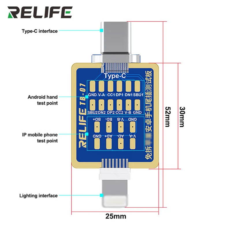 Imagem -02 - Relife Tb07 Android Phone Tail Plug Testing Board Ferramenta de Reparo de Localização Rápida Não-desmontagem Falha ip Android
