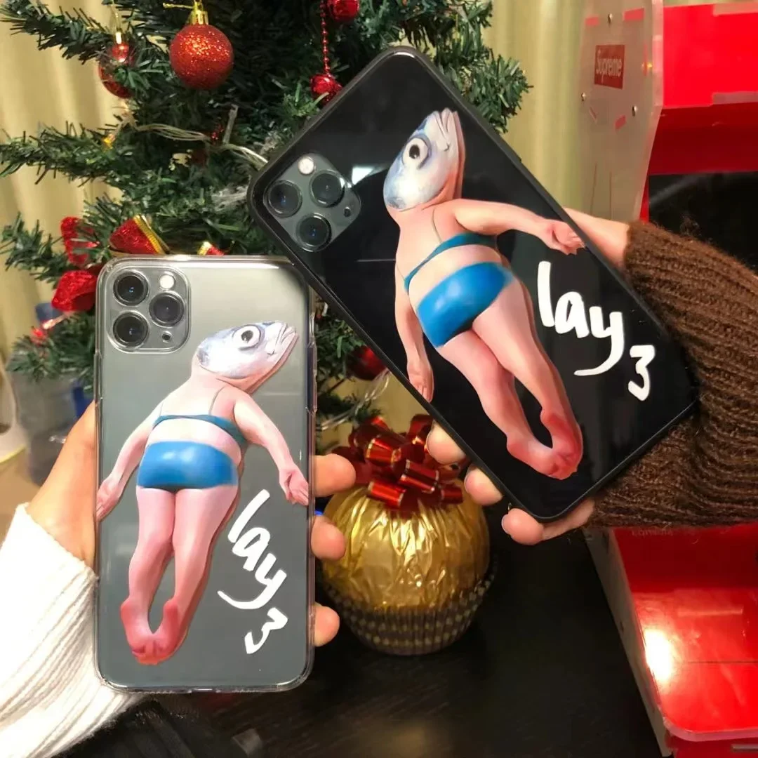 Creative and personalized lay salted fish unique transparent soft case iPhone 14 13 12 11 Pro Max mobile phone case