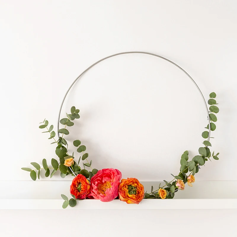 15-40 cm Hochzeit Kranz Silber Eisen Metall Ring Braut Handheld Girlande Dekoration Künstliche Blume Rack Party Hintergrund decor Hoop – Detail 8
