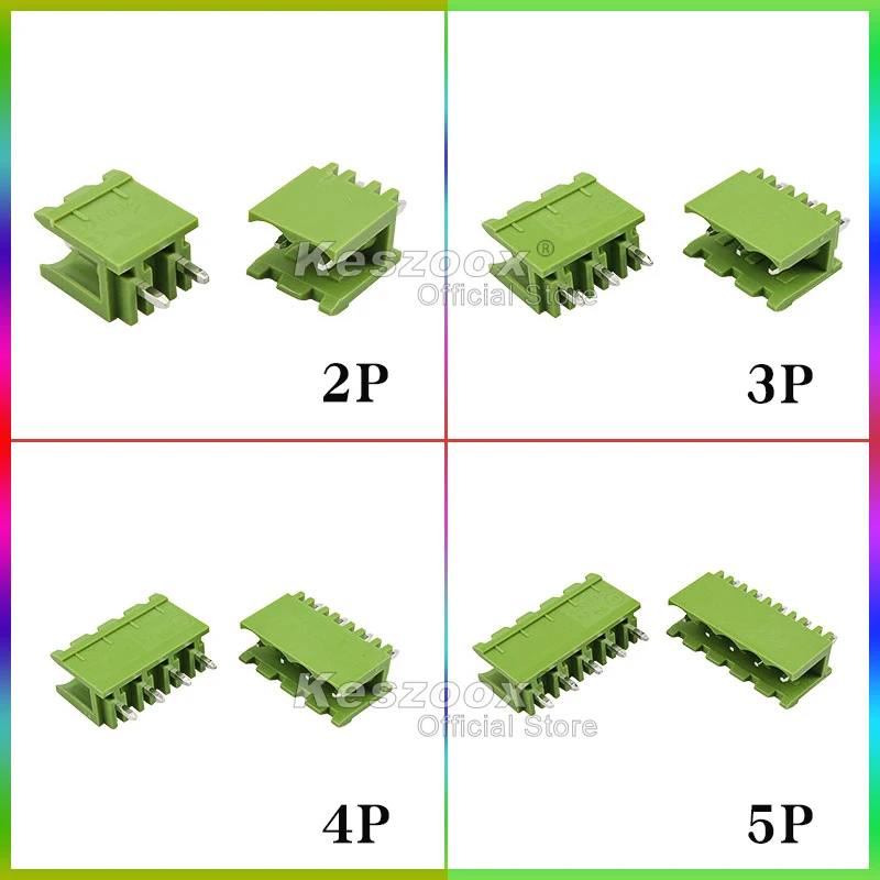 5.08mm Green Phoenix Connector Terminal 2–24 Pin Block PCB Screw Plug Header Socket for Electronics DIY