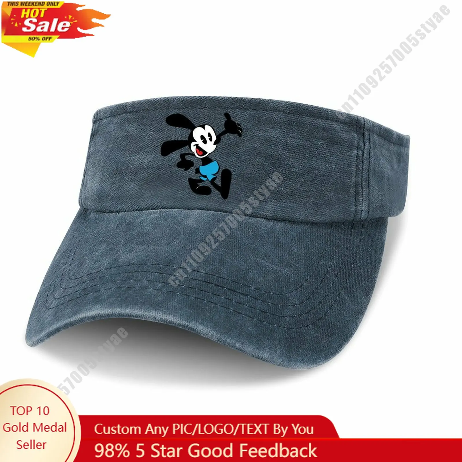 

Oswald Open Top Hat Disney Cartoon Custom Design Your Photos Logo Text Fashionable Item Perfect Holiday Gift Denim Hat