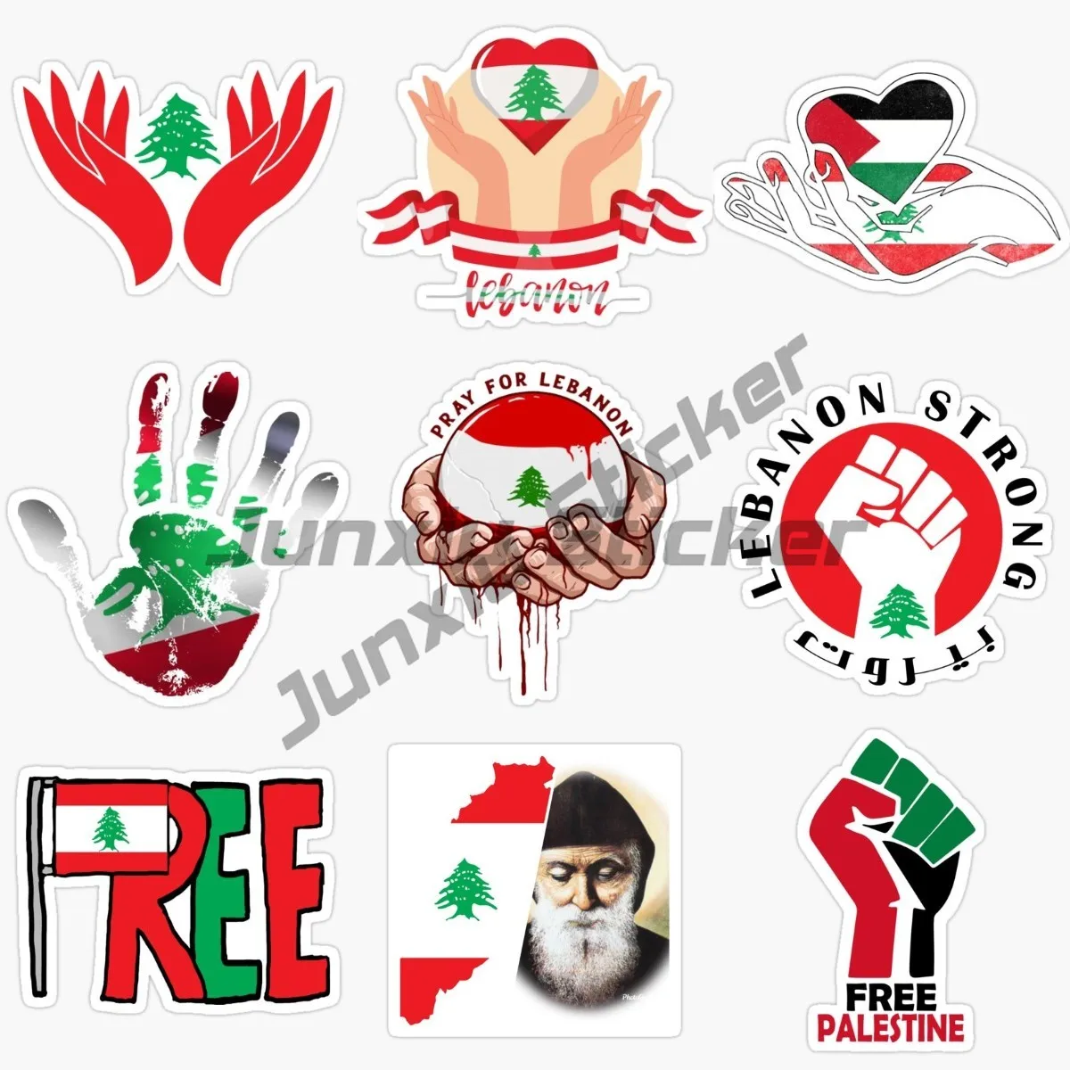 Pray for Peace Lebanese National Flag Car Stickers Car Phone Laptop Waterproof RV Motorcycle Vinyl Autohesion Sticker