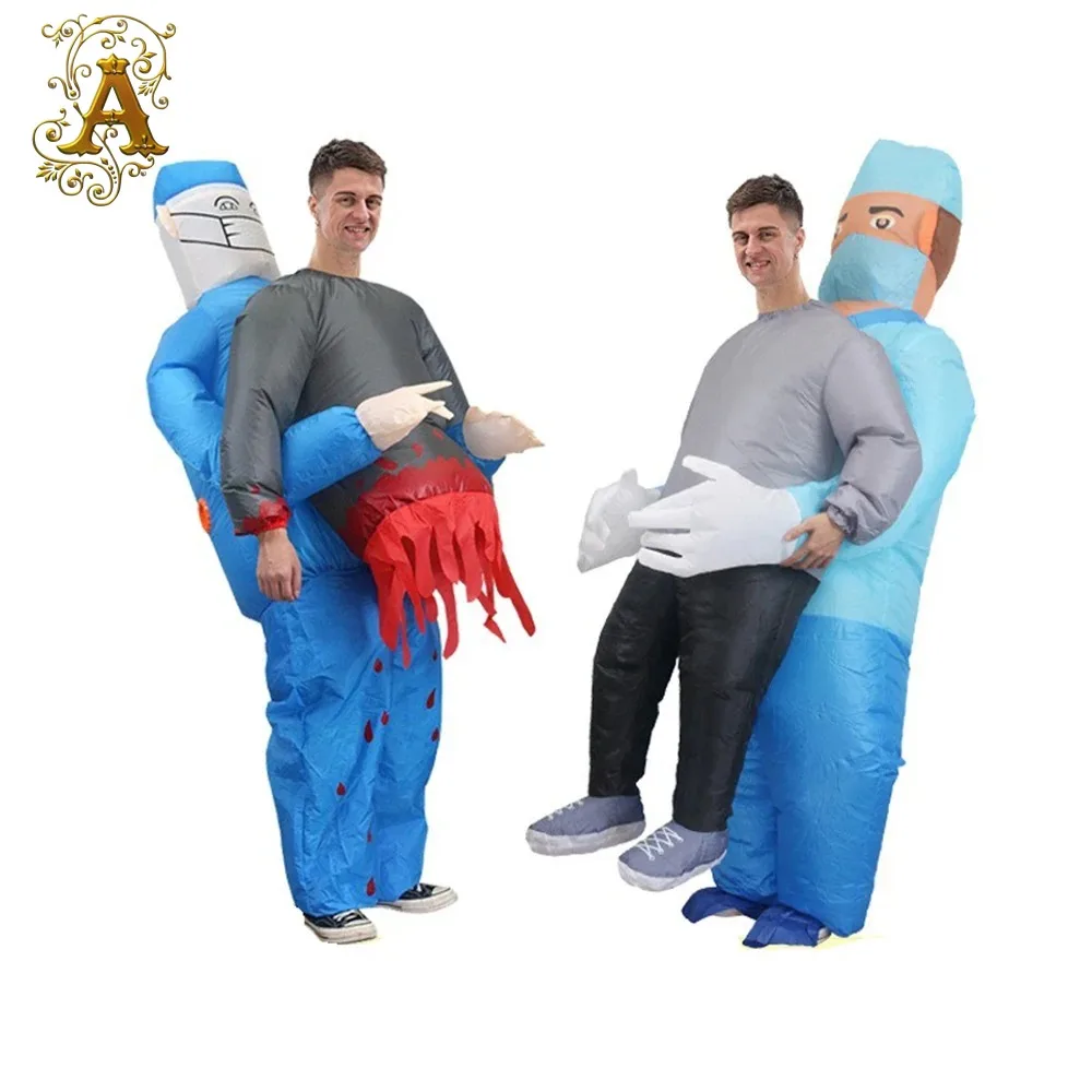 

Doctor Embraces Half Body Person Inflatable Suit Secret Room Haunted House Prank Prop Cartoon Mascot Costume Cosplay Clothing