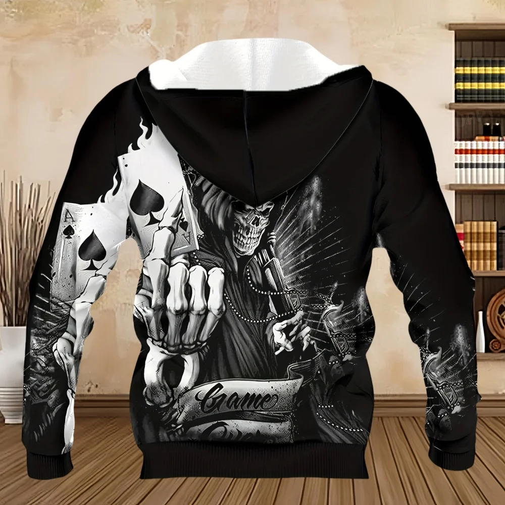 Men\'s Hoodies Halloween Horror Skull Sweatshirt Man Casual Long Sleeve Oversized Hoodie Fall Hip Hop Streetwear Men Clothing