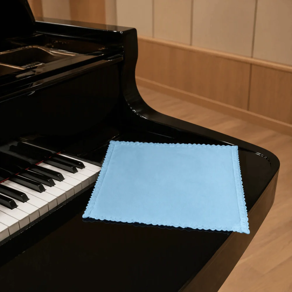 5pcs Practical Large Musical Instrument Cloths Blue Universal Polishing Cleaning Cloths Cotton Cleaning Cloths Guitar