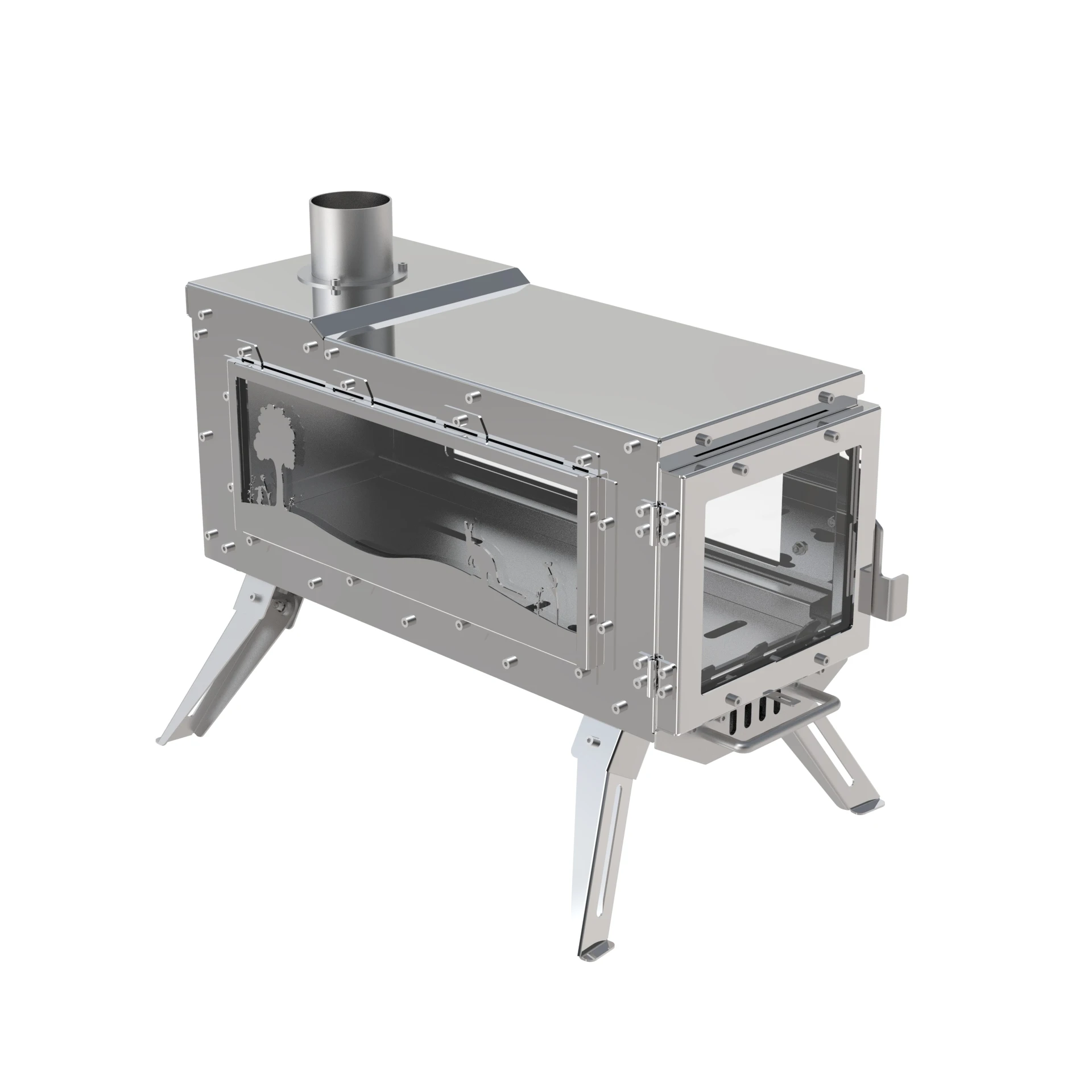 Factory Direct Price Outdoor Portable Stainless Steel Camping Cooking Stove Wood Burning Stove
