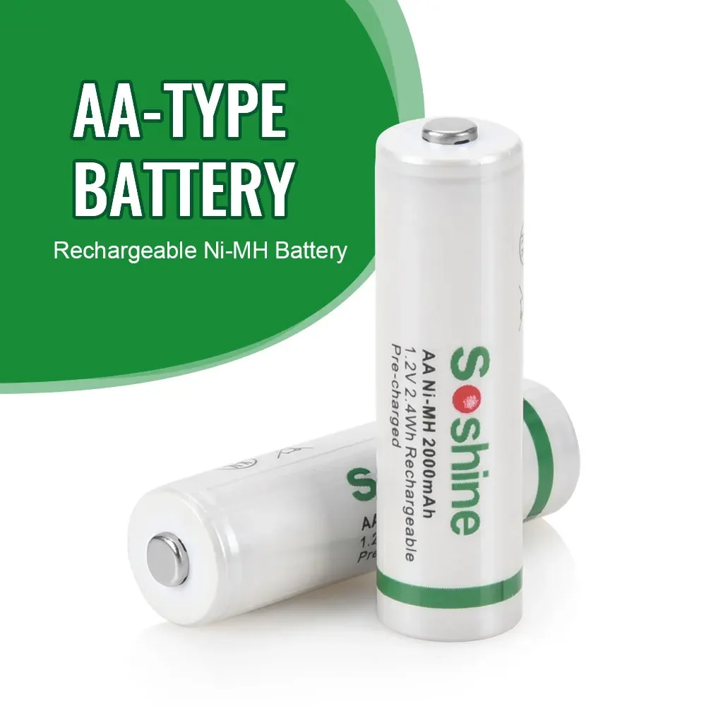 Soshine 1.2V 2000mAh Ni-MH Supper Low Self Discharge Batteries AA Rechargeable Batteries for Head Earphone Digital Camera Game