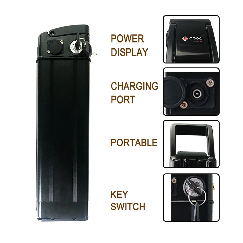 36V 10AH 15AH 20AH Lithium Silver Fish Batterie Akku for 350W 500W 750W 1000W Li-ion Battery Pack