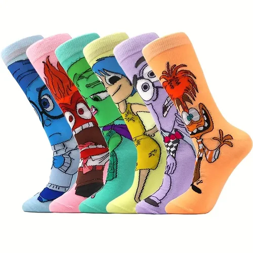 6 pares de calcetines de tubo con patrones de personajes de dibujos animados de Anime de alto valor para mujer, calcetines de pareja de monopatín de colores estilo callejero Hip-Hop