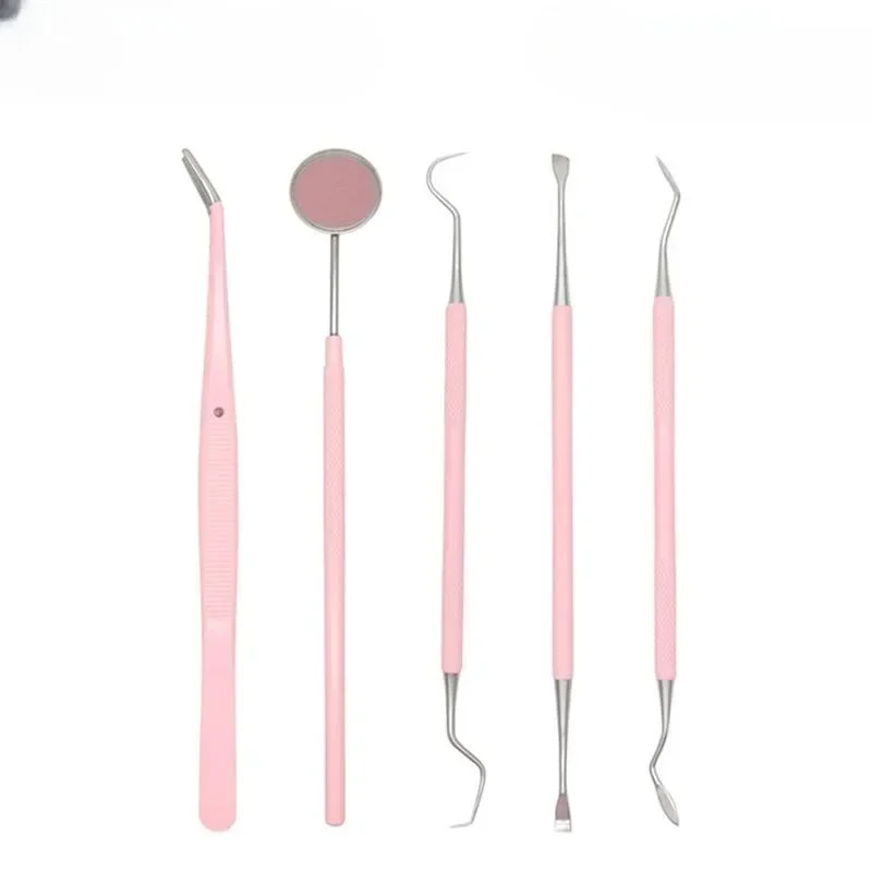 4/5/6PCS Pink Stainless Steel Dental Mirror Dental Kit For Woman Oral Care