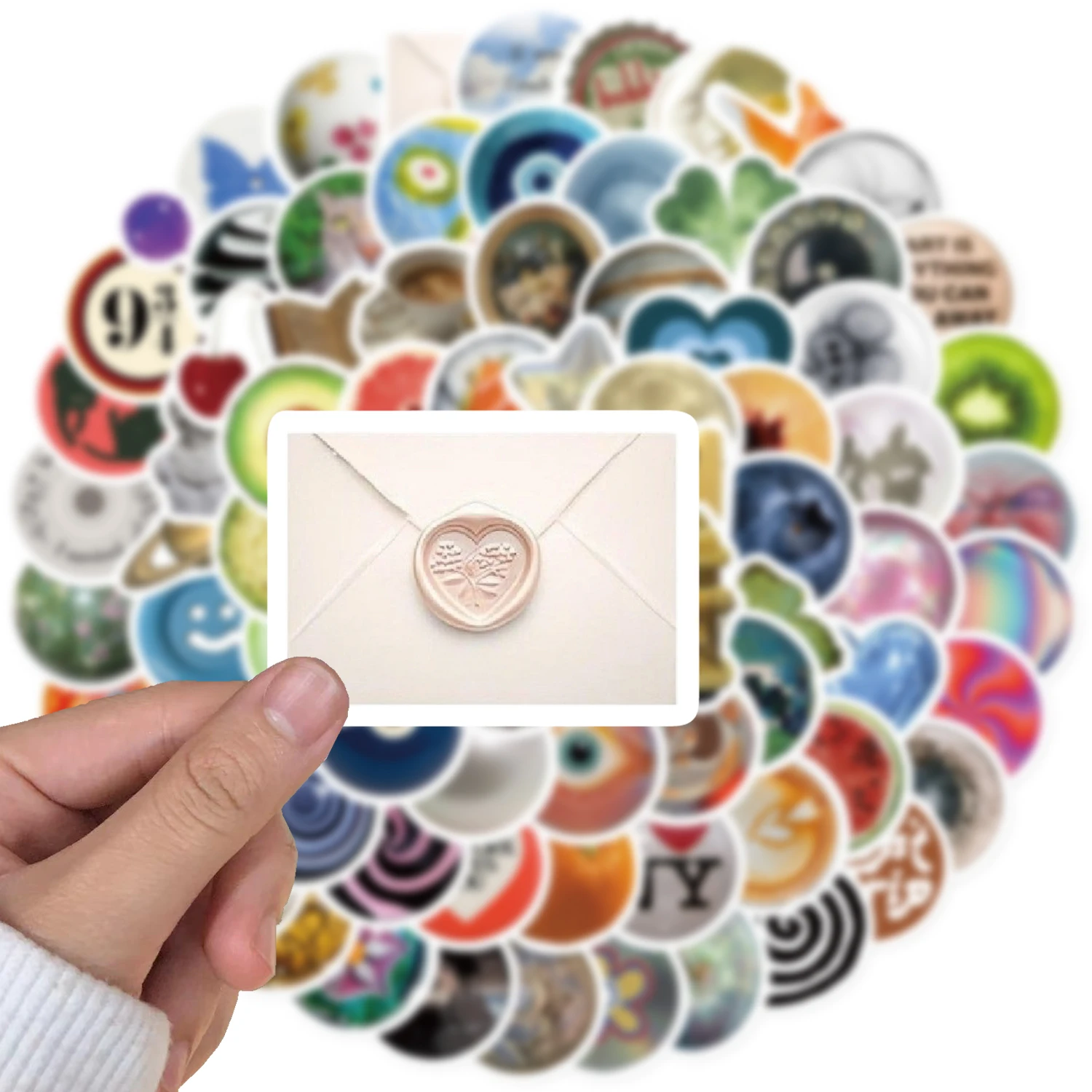 100PCS Retro Circular Small Items Stickers Decoration DIY Phone Notebook Suitcase Laptop Fridge Wall Graffiti Sticker