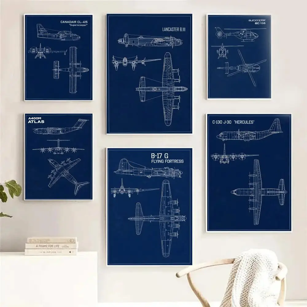 مخططات الطيران اللوحة الخط قماش المواد المشارك جدار يطبع لغرفة المعيشة غرفة نوم مكتب ديكور المنزل