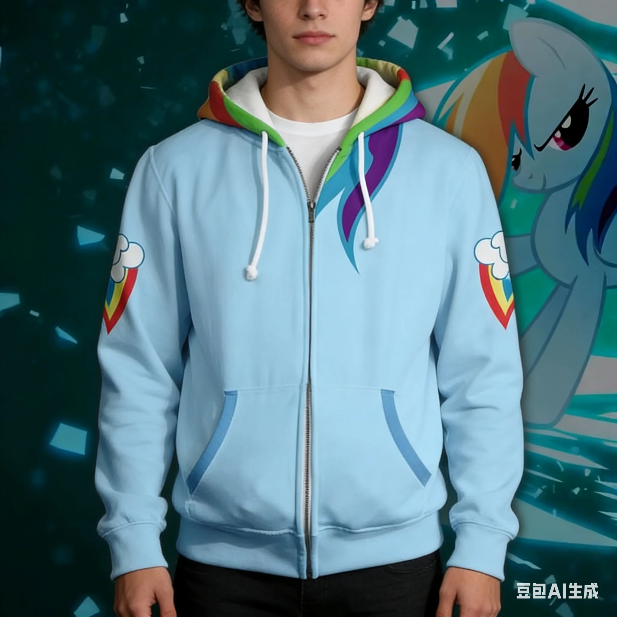 

New My Magical Little Ponys Rainbow Cosplay Dash Cosplay Costume Hoodie Zipped Hoodie Sweatshirt Mens Women Animation Jackets