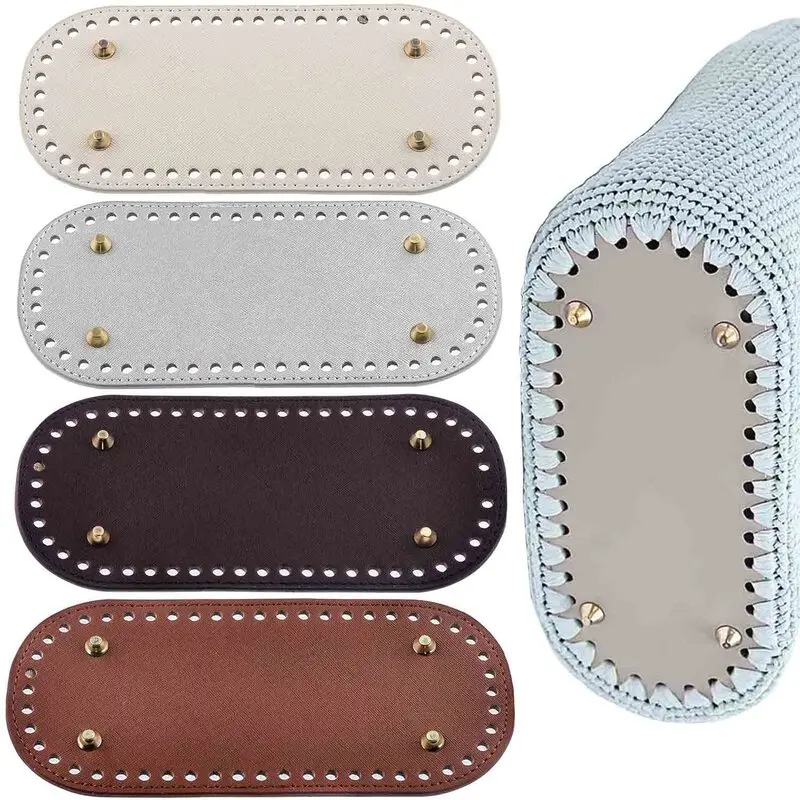 4-Pack Faux Leather Crochet Bag Bottom Inserts – 22 x 10 cm Rectangular Bases for DIY Handmade Bags and Purse Making