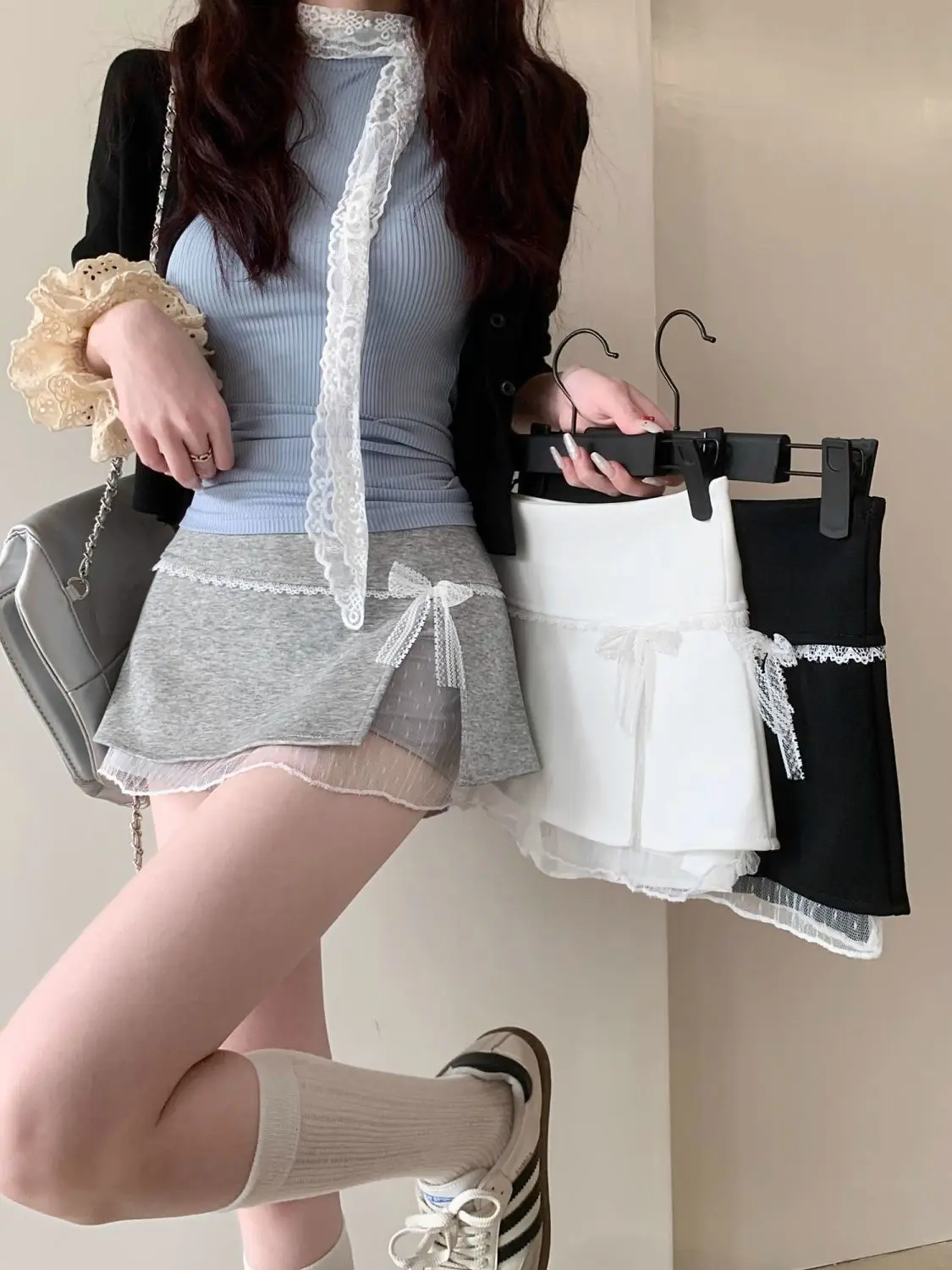 

Lace Patchwork Skirt Women 2025 New Sweet Spice Girl High Waist Anti-light Hip-wrapped Short Skirt
