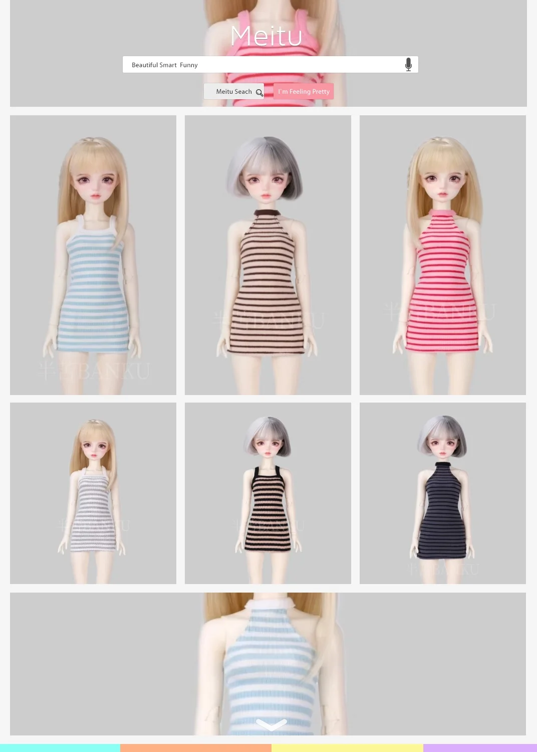 【30days Made】1/3 1/4 1/6 BJD Doll's Handmade Knitted Striped Spaghetti Strap Skirt Bodycon Skirt Fit Girl Action Figure Model