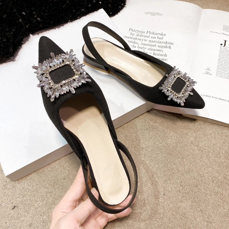 Women Pumps Luxury Crystal Slingback High Heels Summer Bride Shoes Comfortable Triangle Heeled Party Wedding Shoes