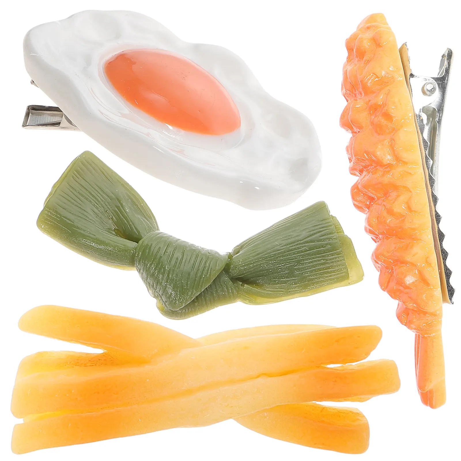 4Pcs Simulated Food Hair Clips Kawaii Creative Novelty Barrettes Lightweight Secure Hold for Girls Women Hair Styling
