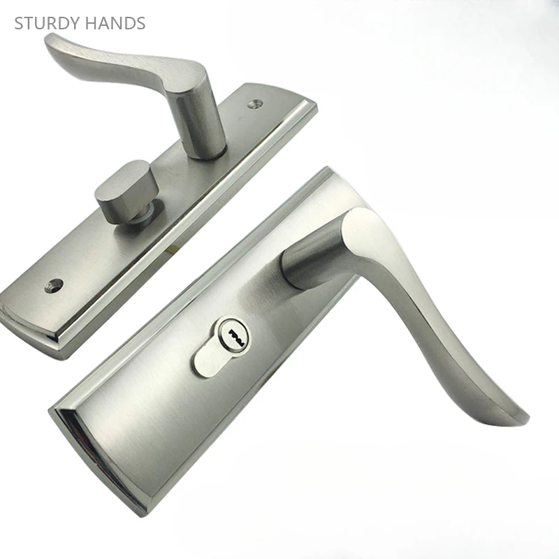 Imagem -02 - Maçanetas de Porta de Madeira com Chaves Alike com Chave Quarto de Banheiro Acessórios de Hardware Conjunto Aço Inoxidável