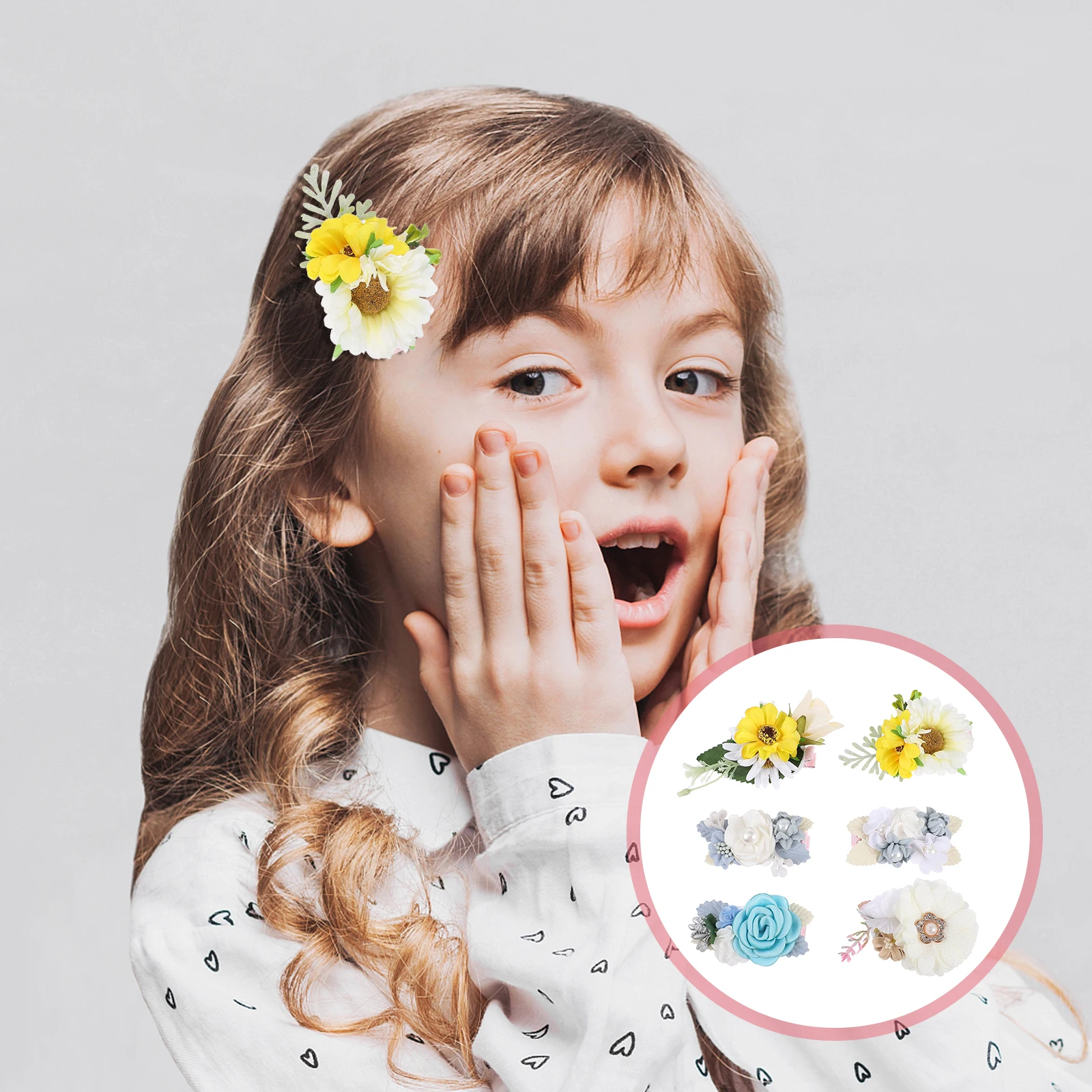 

6pcs Flower Hair Clips for Women Girls Adjustable PositionHair Barrettes For Women Accessories Cloth Flowers WaterRibbon