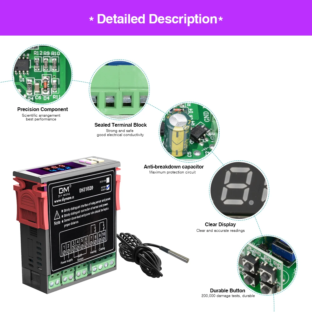 Stc-1000 Led termostato digitale per incubatore regolatore di temperatura termoregolatore relè riscaldamento raffreddamento 12v 24v 220v Dst 1020