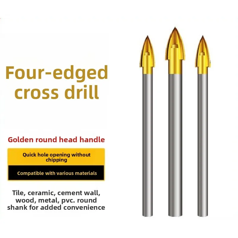 

1pcs 5mm 6mm 8mm Cross Tile Glass Drill Bits Set Titanium Coated Power Tools Accessories for Glass Ceramic Concrete Hole Opener