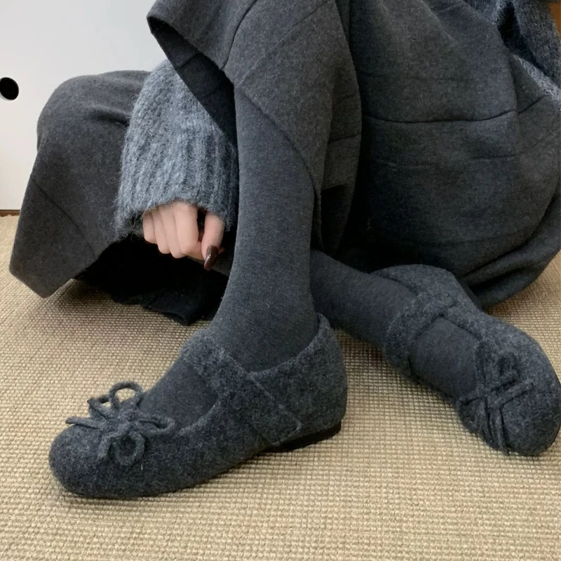 2025 جديد الخريف الصوف النسيج النساء أحذية مسطحة أحذية أنيقة السيدات الراحة في الهواء الطلق الدافئة القطن الفراء الأحذية #5