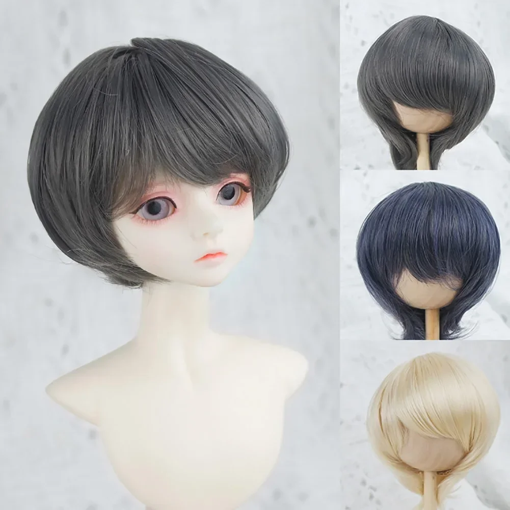 1/3 BJD Doll Wig High Temperature Fiber Short Hair Can Perm and Curly DIY Hairstyle Doll Accessories Dress Up Toys