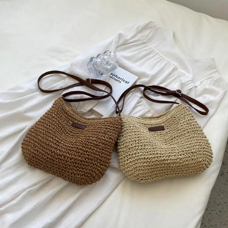 Straw Purse Bag Natural Straw Purses Sling Handbags Straw Tote Bag Summer Purses For Lardies Beach Work Shopping Outgoing Dating