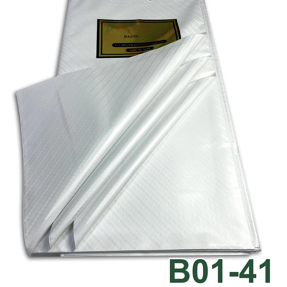 Premium 100% Cotton Bazin 5m×1.6m African Brocade Fabric Plain Bazin Fabrics White Bazin Material For Sewing