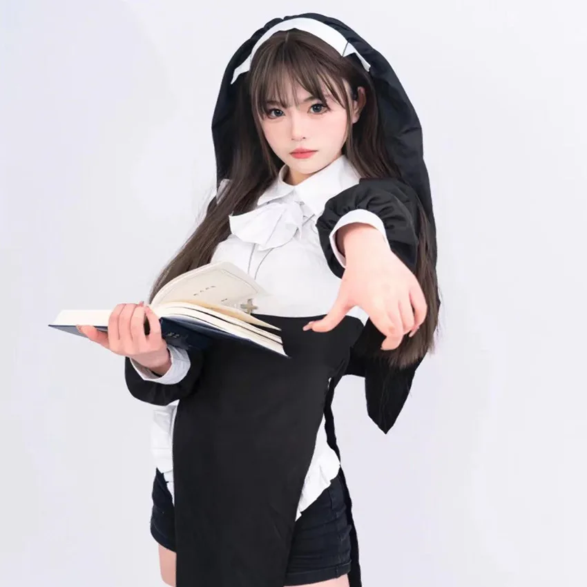 

Sexy Nun Cosplay Costume Halloween Transformation Chinese Stage Performance Women's Traditional Clothing Sexy Habit Outfit
