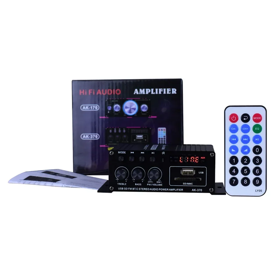 

New 2025 AK370 Bluetooth Car Home 12v Power Amplifier