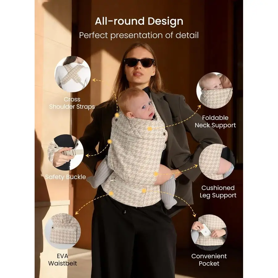 حاملة أطفال حديثي الولادة إلى الأطفال، خفيفة الوزن ومريحة بوزن 744 رطلًا مع دعم للرأس، سهلة الارتداء بدون استخدام اليدين للرضع #4