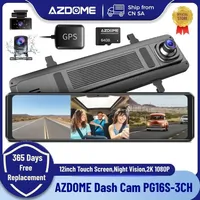 AZDOME Dash Cam PG16S-3CH Car Mirror Recorder Car Cameras 2K Front 1080P Rear Cabin GPS 12inch Touch Screen Car DVR Night Vision
