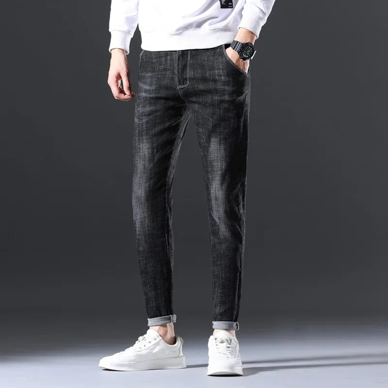 Jeans longs décontractés en coton pour hommes, pantalons de haute qualité, mode masculine, hiver, automne, nouveau, 2023