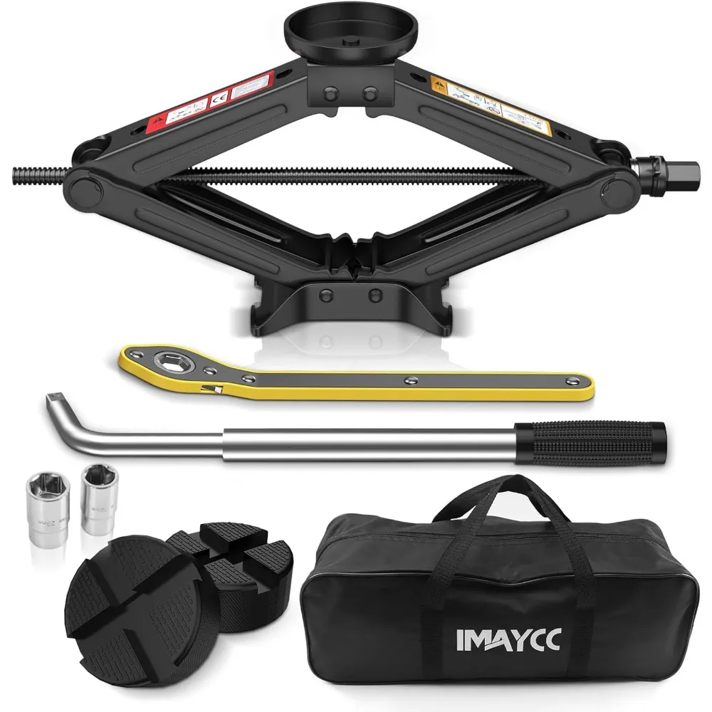 

Universal 2.5 Ton Scissor Jack with Rubber Pad, Portable Tire Change Kit Including Lug Wrench and Emergency Kit
