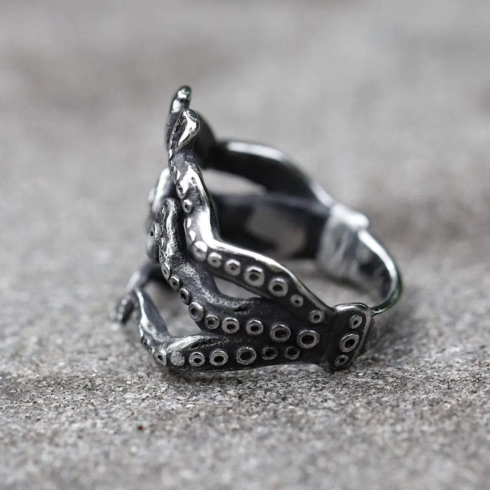 2022 NEW Men's 316L Stainless-Steel Rings Punk Rock Fashion Squid Ring for Teens Animal Jewelry Gift Free Shipping