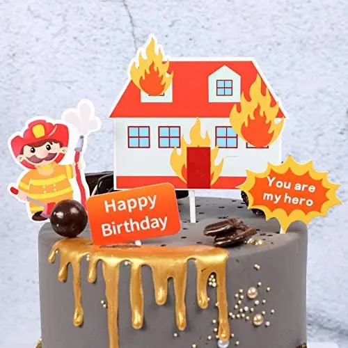 Acryl Feuerwehrauto Kuchen Dekoration Feuerwehrmann Alles Gute zum Geburtstag Kuchen Topper Feuer Feuerwehrmann Thema Jungen Geburtstag Party Dekoration Lieferungen – Detail 12