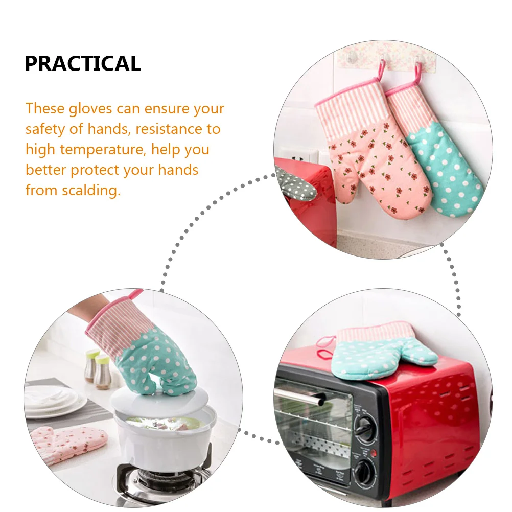 

Heat Resistant Oven Gloves Sky blue Hot Mitts for Cooking BBQ Microwave Soup Kitchen Protective Baking Mittens Gloves