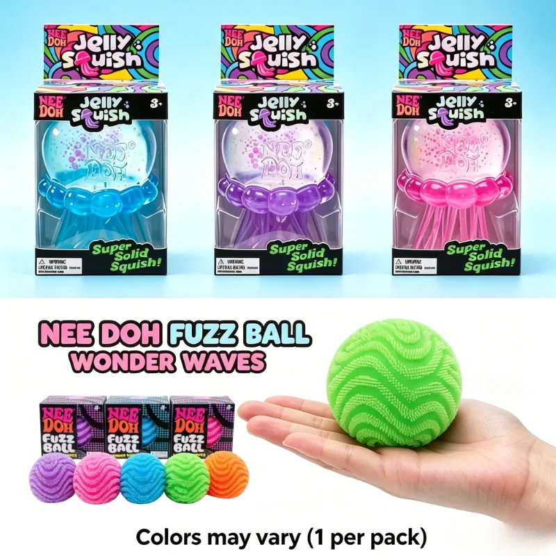 NeeDoh Fuzz Ball Jellyfish Squishy Blind Box Random Color Soft Stress Relief Toy Cute Relaxing Squeeze Sensory Toy Squishies view 2