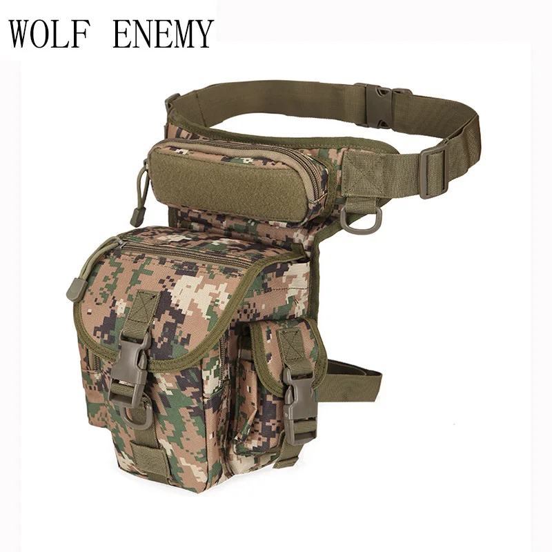 WOLF ENEMY Outdoor Sports 1000D Nylon Tactical Leg Bag Waist Leg Bag for Camping Hiking Climbing Men\'s Hunting Waist Pack