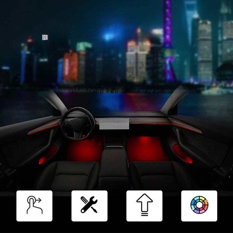 

Car Ambient Lighting for Model 3/Y Ambient Ambient Multicolor Symphony Music Led Strip Atmosphere Decoration Light
