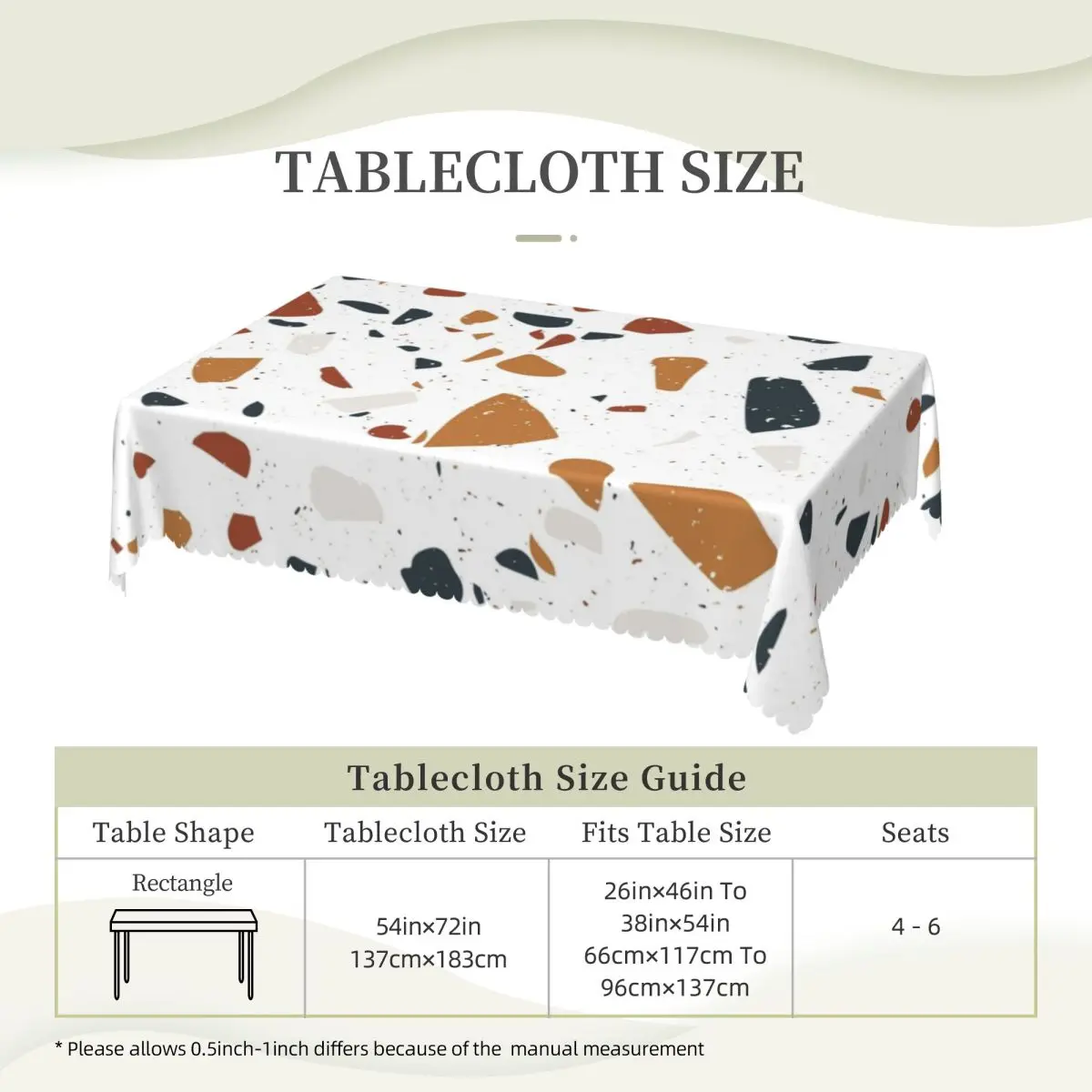 Terrazzo Stone Pattern Customized Rectangular Tablecloth Oilproof Table Cover for Dining Events Table Cloth