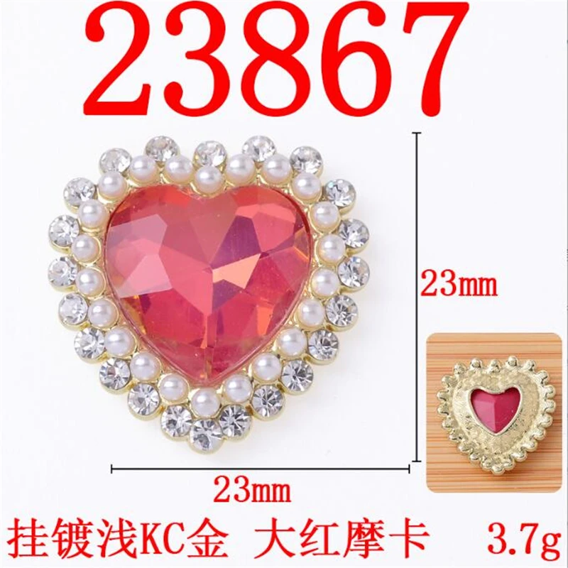 30pcs/lot new retro gold color plated crystal pearl heart beads charm connectors for diy bag garment jewelry making accessories